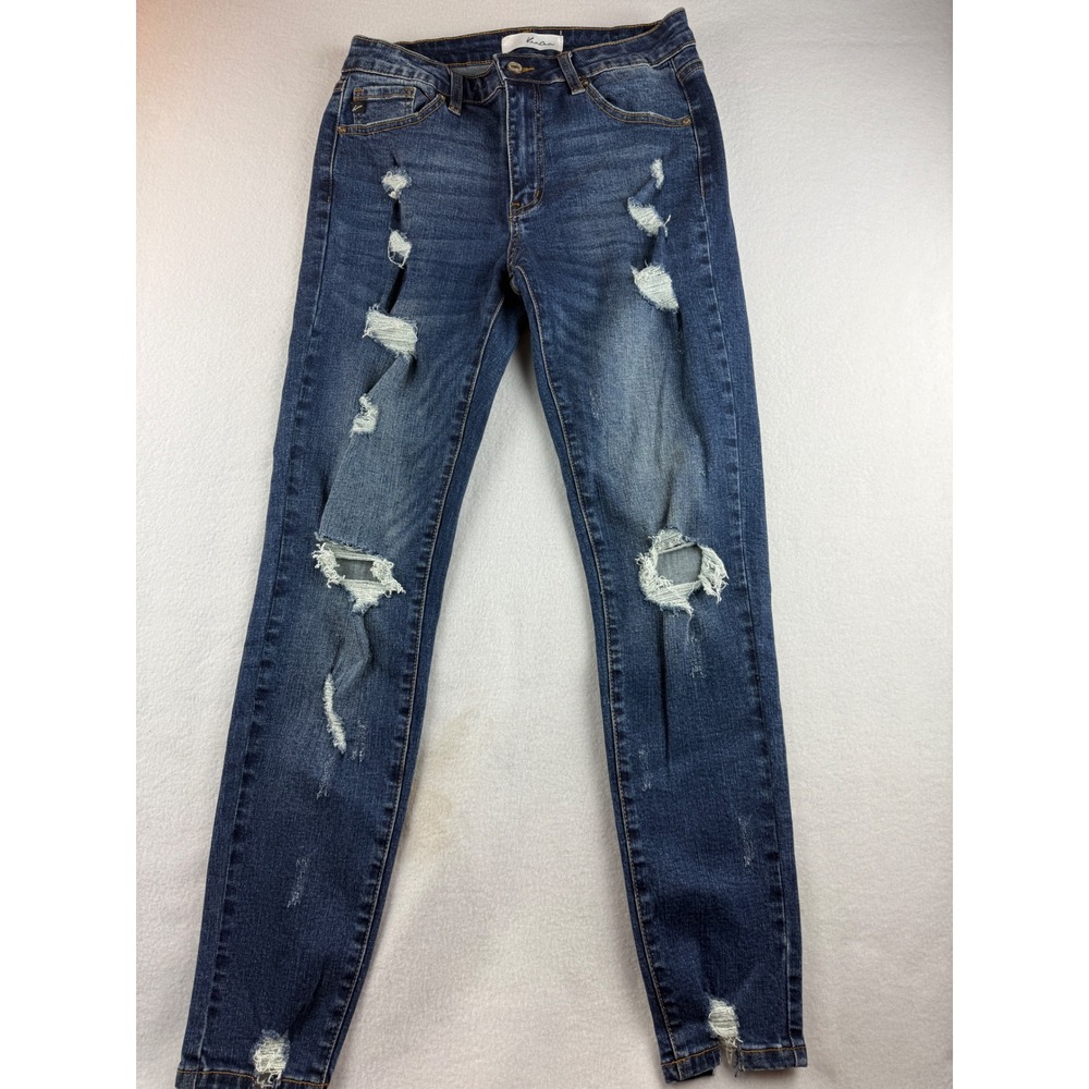KanCan Women's Jeans Dark‎ Wash Distressed Skinny Fit Size 9 28
